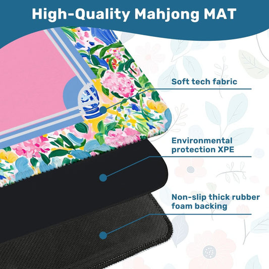 Mahjong Mat | Pastel Floral Chinoiserie 33 x 33