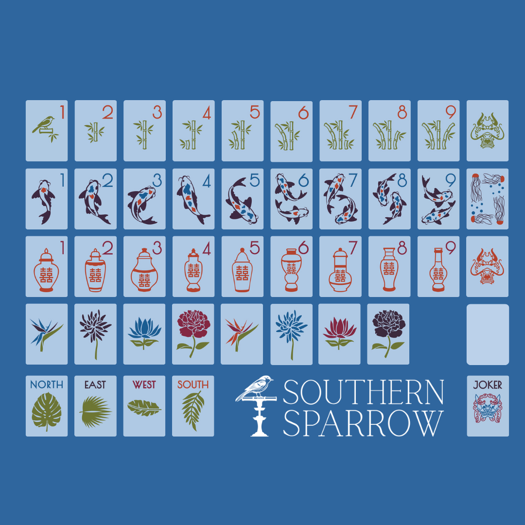 Mahjong Tile Set | Chinoiserie Breezy Blue