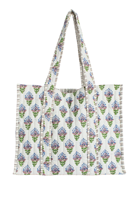 Mahjong Tote & Tile Pouch Bundle | Leighton Quilted Blue