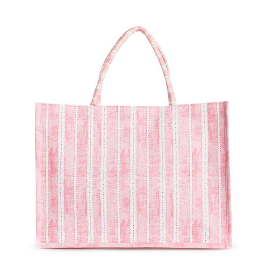 Mahjong Tote Bag & Pouch Bundle | Scarlett Classic White & Pink
