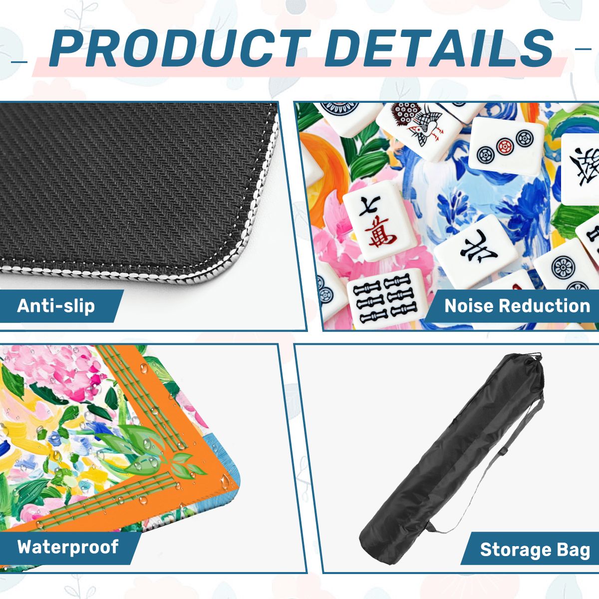 Mahjong Mat | Citrus Chinoiserie Orange & Blue