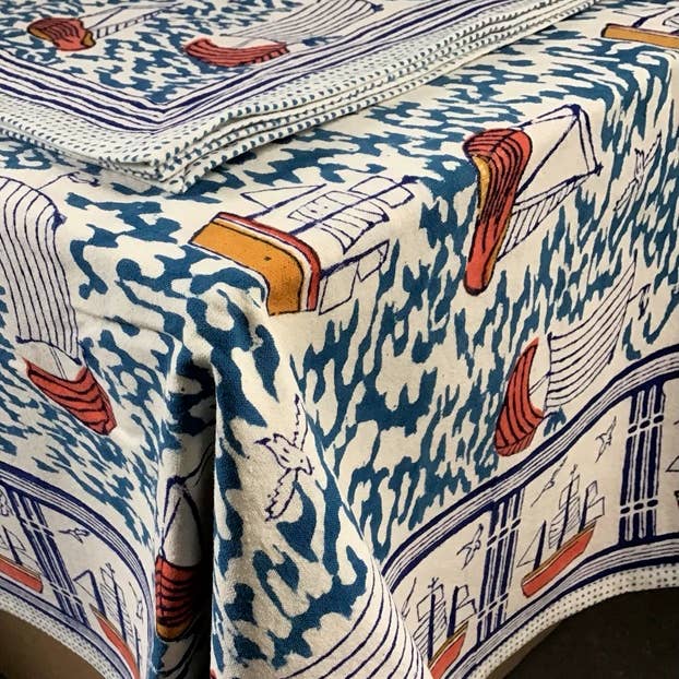 Tablecloth | Harbor Boat Blue 60x60