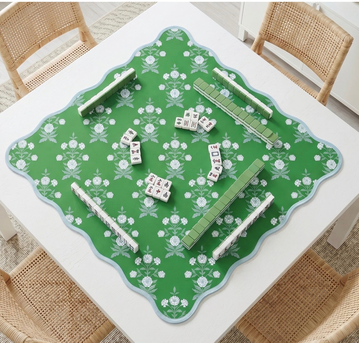 Mat| Scallop Block Print | Floral Green