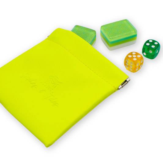 Mahjong Coin, Dice & Tile Pouch | Faux Leather Mini Organizer Chartreuse