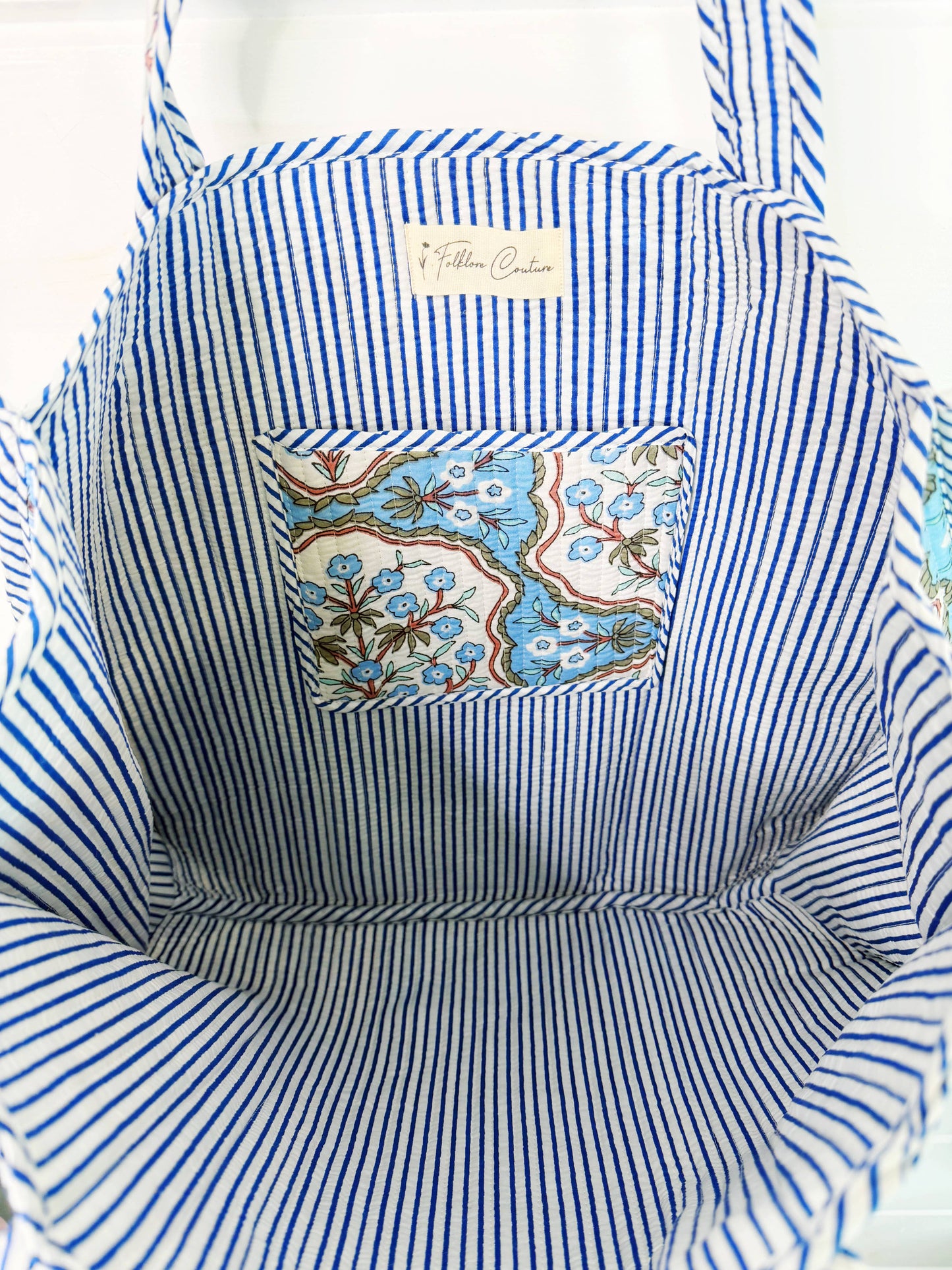 Mahjong Tote Bag | Blue Petals Floral Print