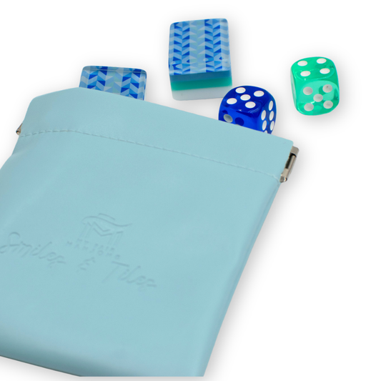 Mahjong Coin & Extra Tile Pouch | Blue Faux Leather