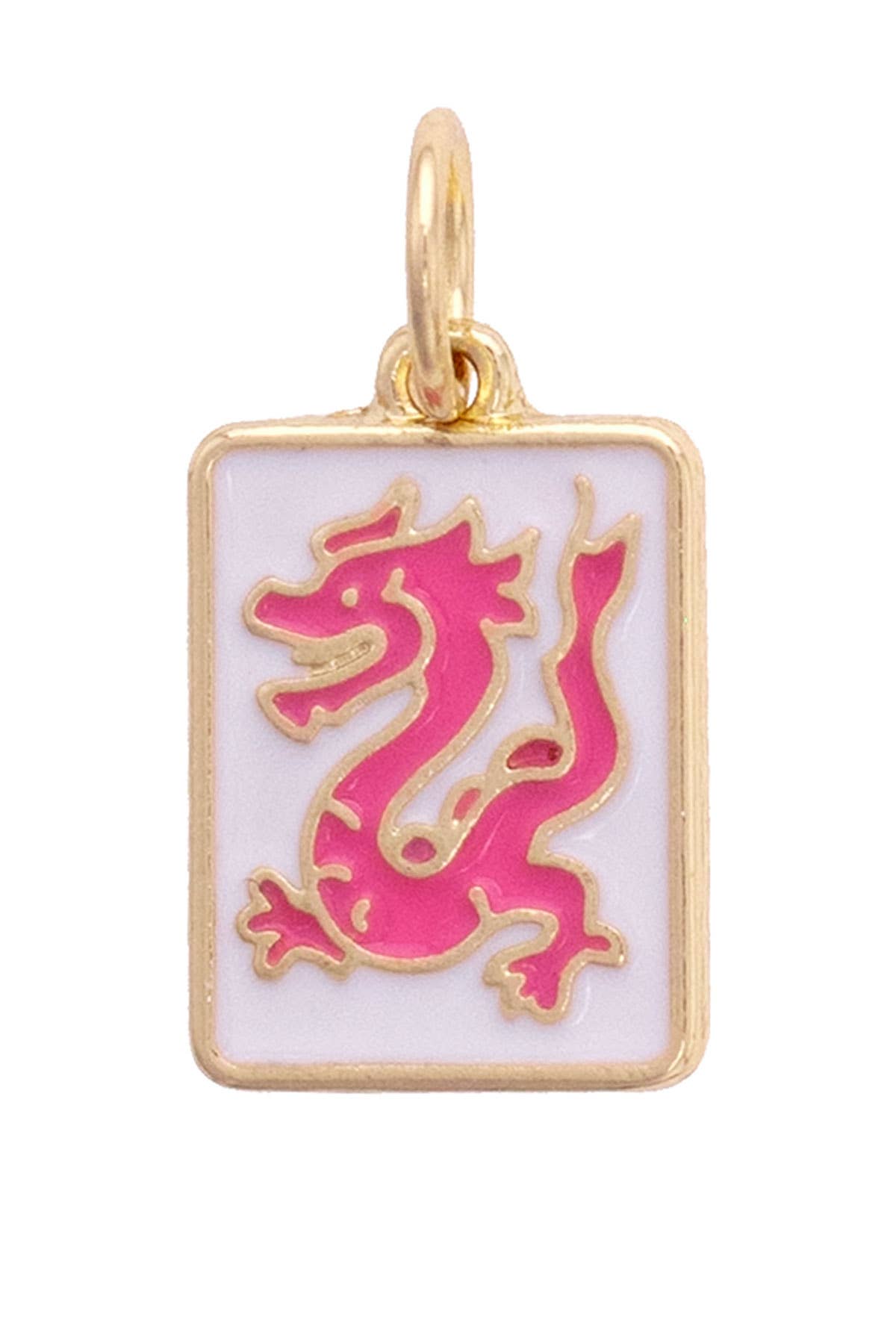 Mahjong Charm | Dragon White & Pink
