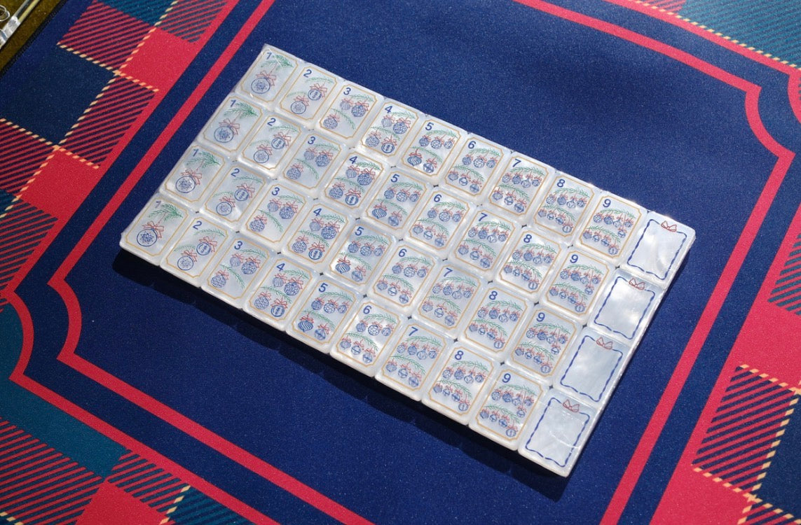 Mahjong Christmas Travel Set | Includes Tiles, Mat, Racks & Rack Bag, and Carrying Case | PREORDER