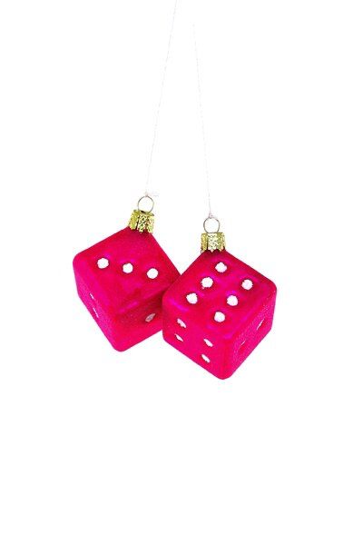 Fuzzy Pink Dice | Christmas Ornament