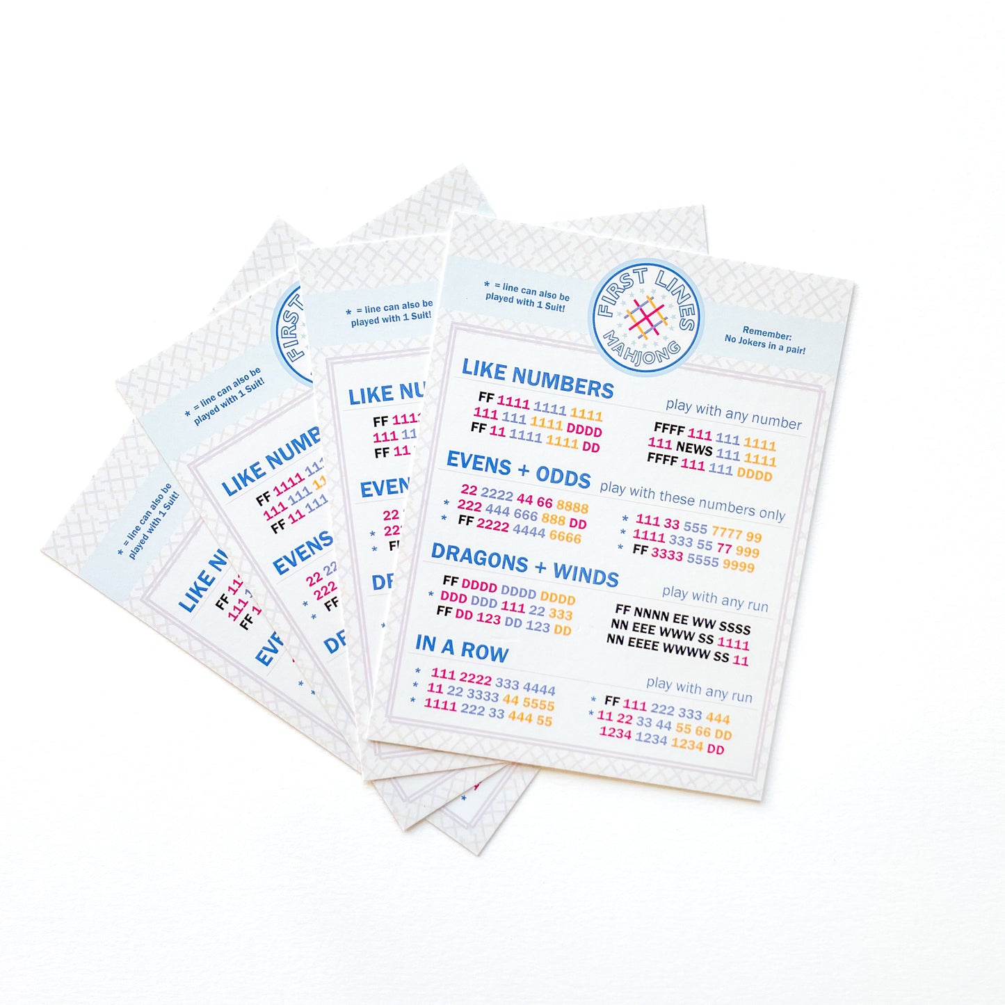Mahjong Line Cards | Beginner First Lines