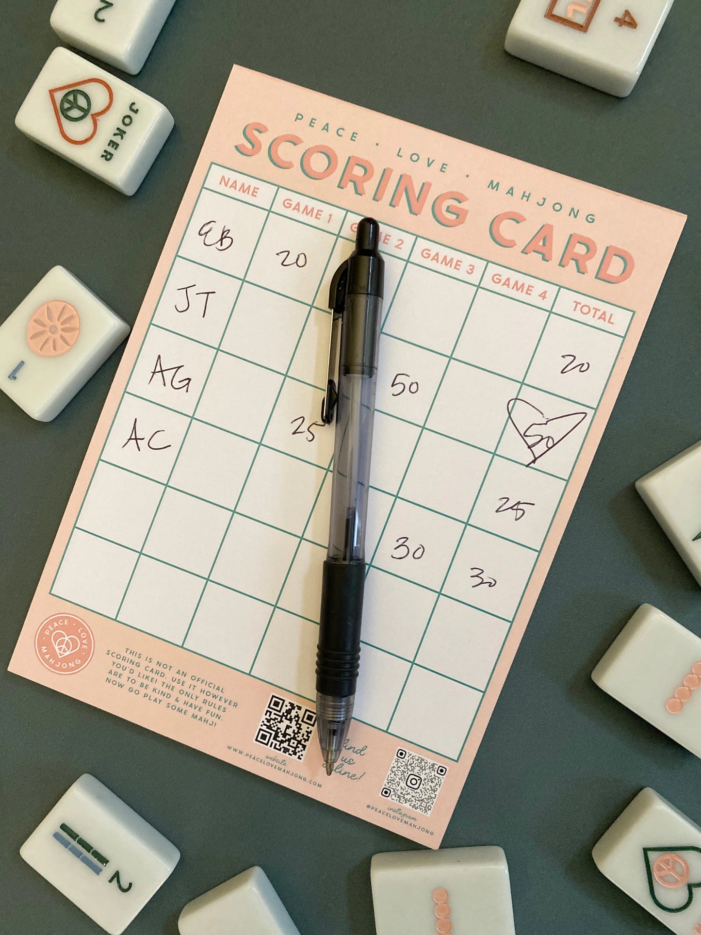 Mahjong Scoring Notepad | Light Pink