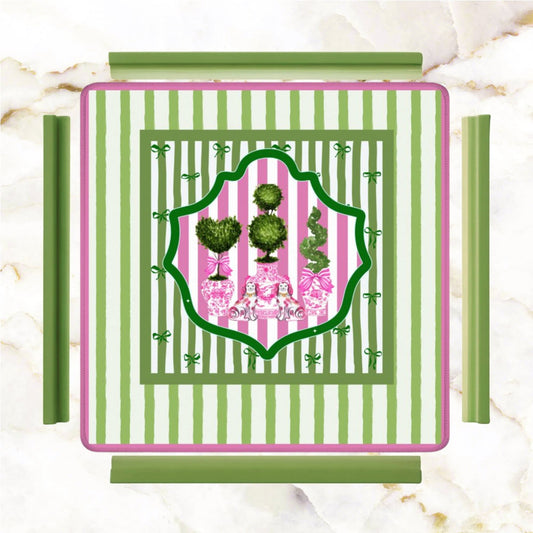 Mahjong Mat | Green & Pink Staffordshire Chinoiserie