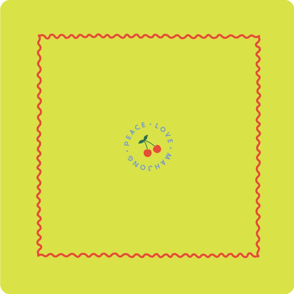 Mahjong Mat | Chartreuse with Cherries