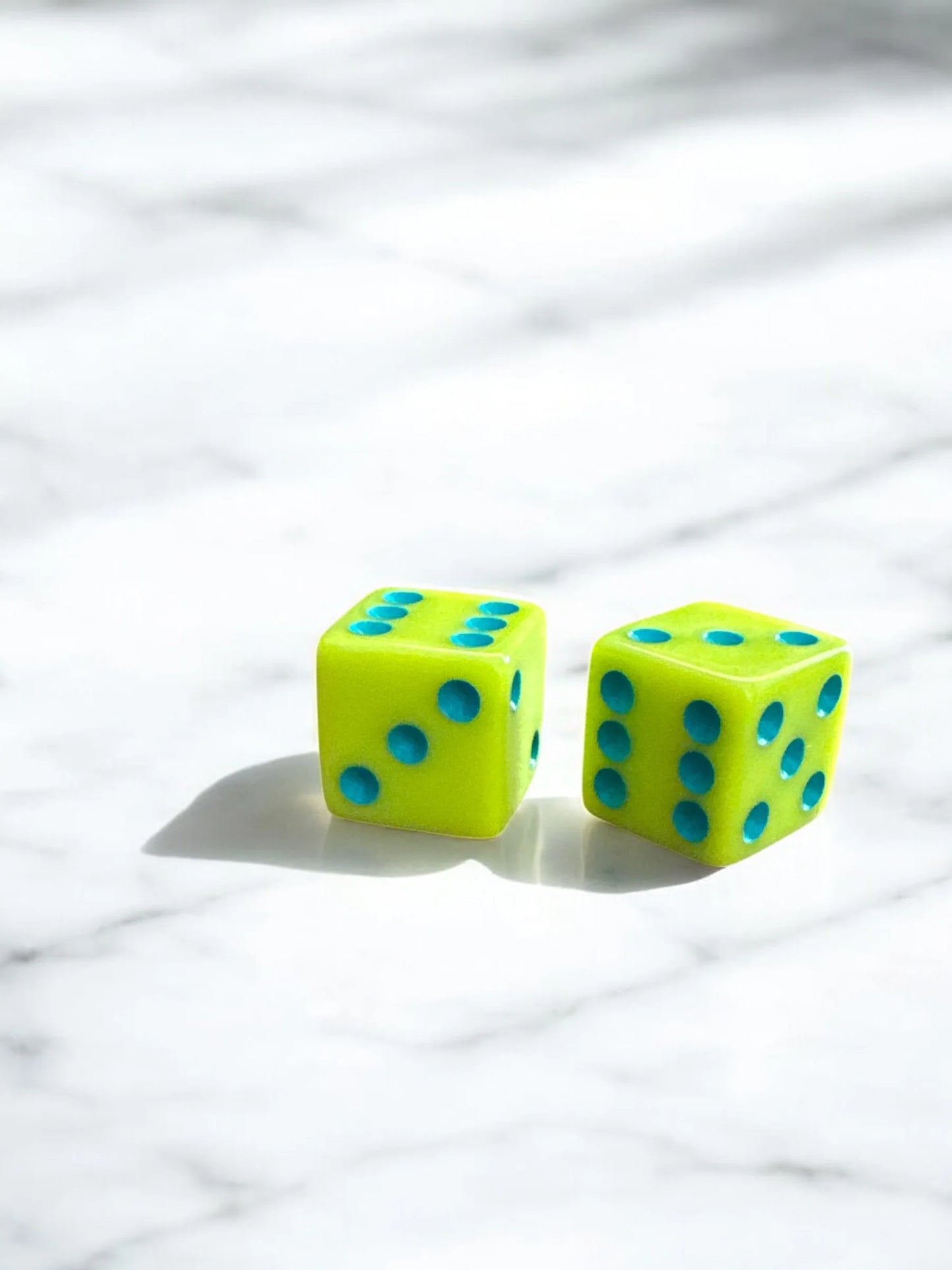 Mahjong Dice Set | Lime Chartreuse & Teal