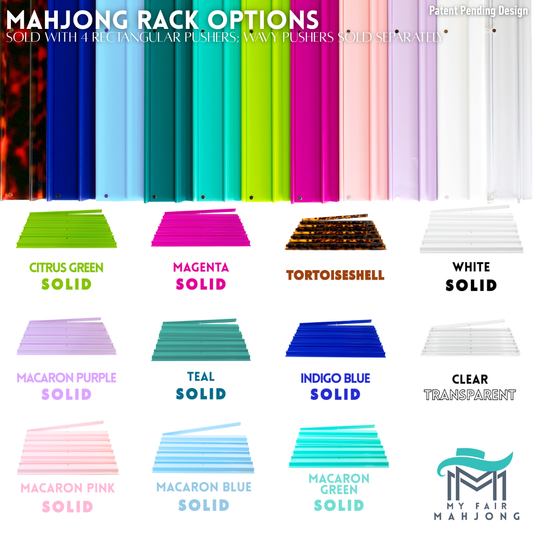 MAHJONG RACKS | Premium Acrylic | 4 Racks + 4 Pushers: Solid Macaron Pink