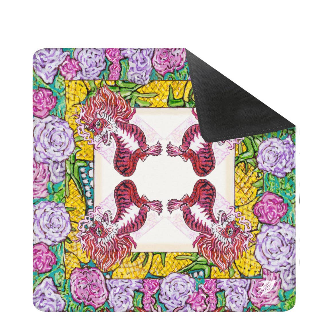 Red Dragon Scalloped | Mahjong Mat