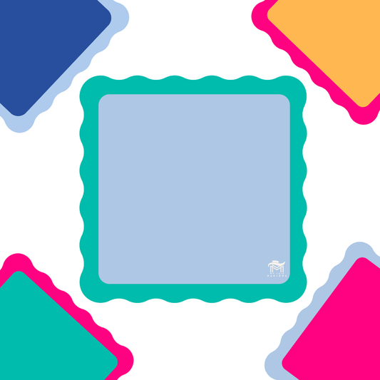 MAHJONG MAT | Color Wave | 31" x 31": Blue Center- Green Scallop