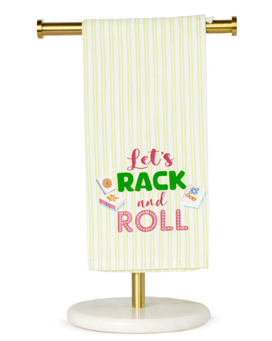 Mahjong Hand Towel | Let's Rack and Roll Green & Pink