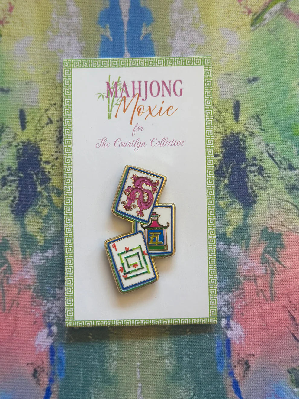 Triple Tile Needle Minder | Mahjong-Inspired Gold Enamel