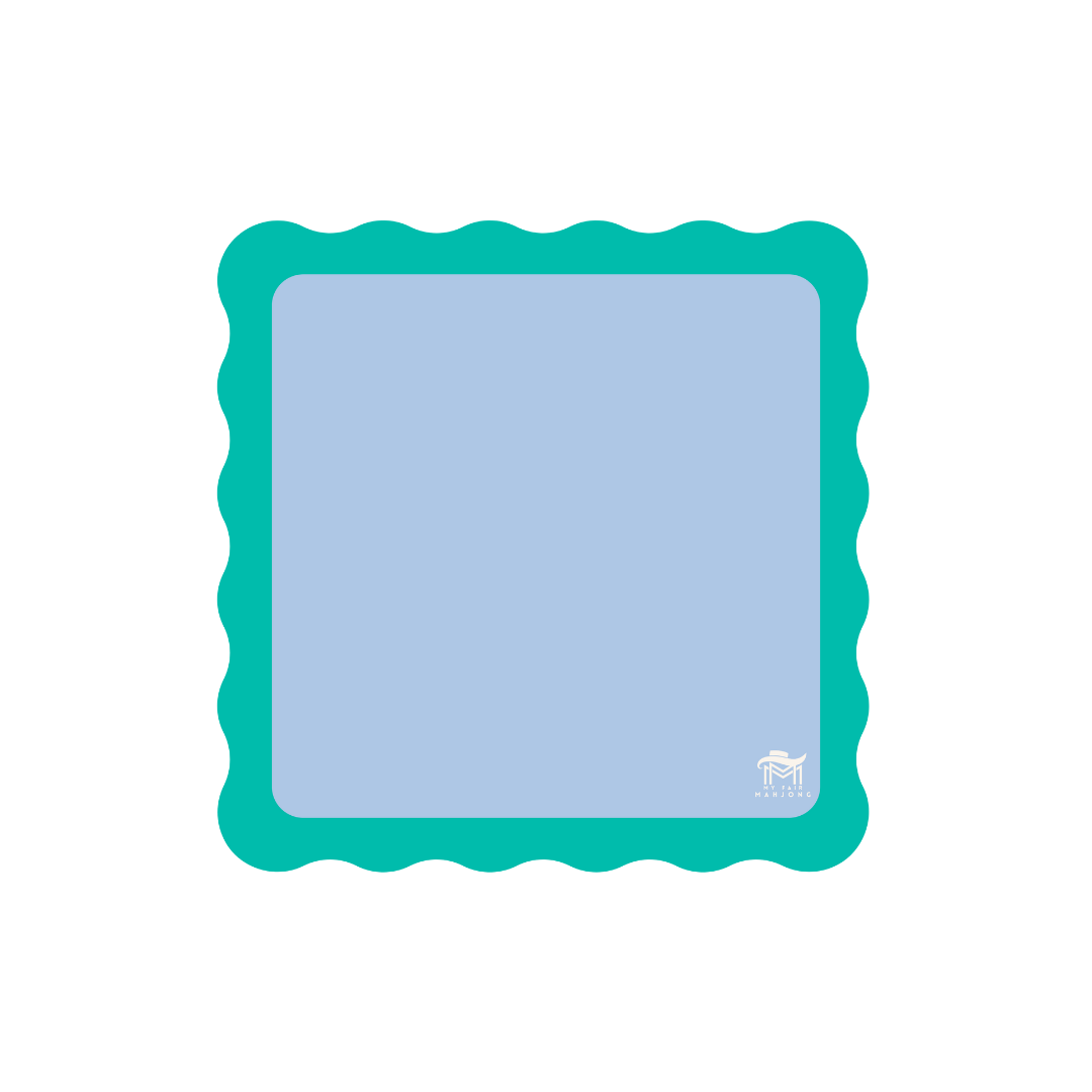 Mini Scalloped Mahjong Mat | Blue Travel Size Neoprene Mat