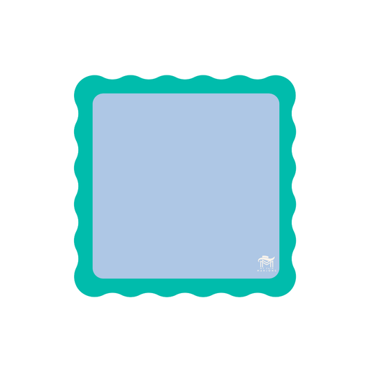 Mini Scalloped Mahjong Mat | Blue Travel Size Neoprene Mat