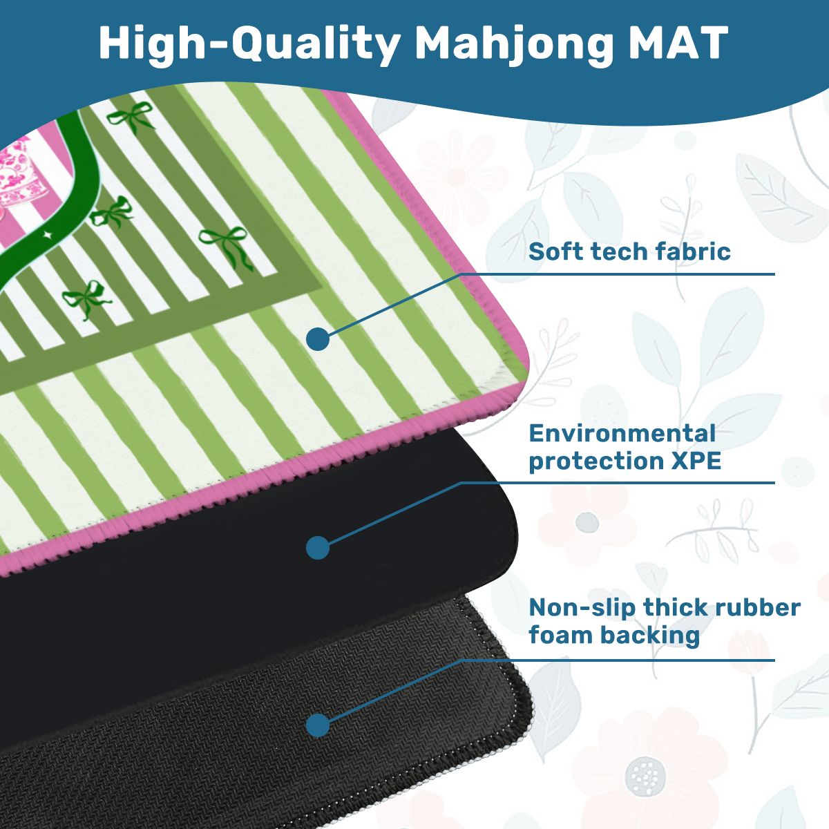 Mahjong Mat | Green & Pink Staffordshire Chinoiserie