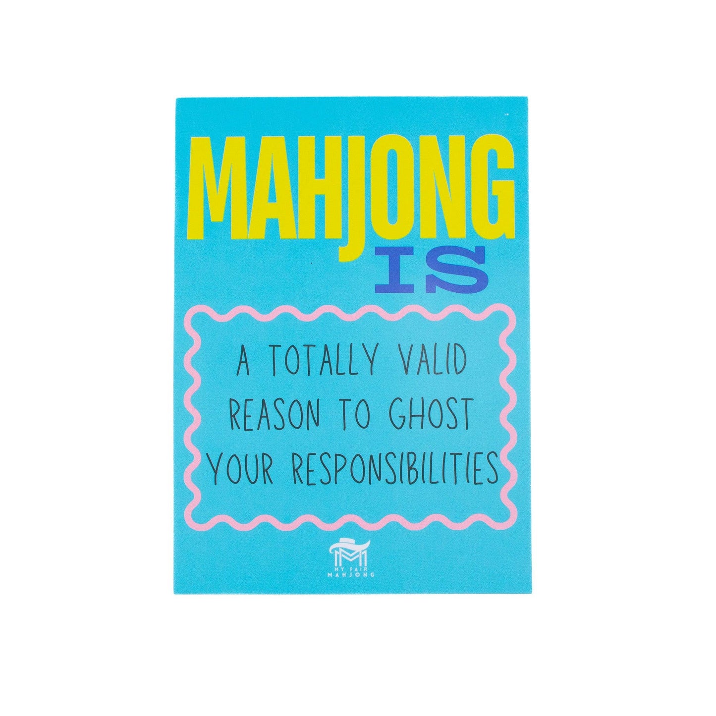 MAHJONG SHUFFLE CARD  |  Mahjong Is Series  |  Sized to Store with League Cards: Blue- Cheaper than Therapy