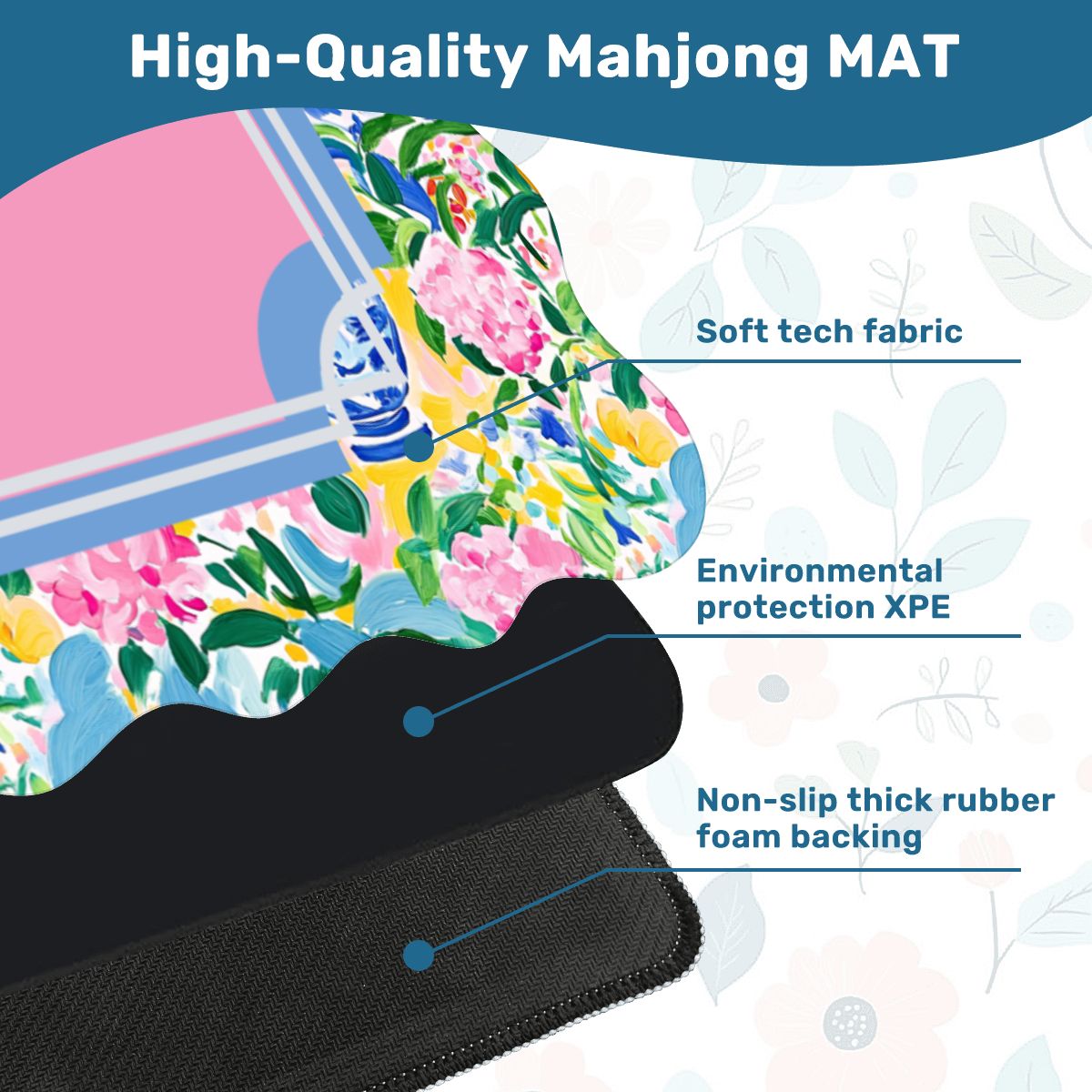 Scalloped Mahjong Mat | Pastel Floral Chinoiserie