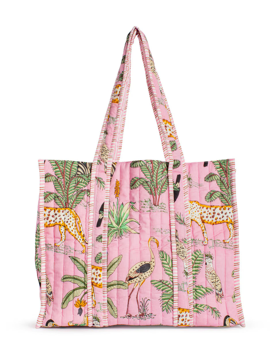 Mahjong Tote Bag | Liana Quilted Pink Multi