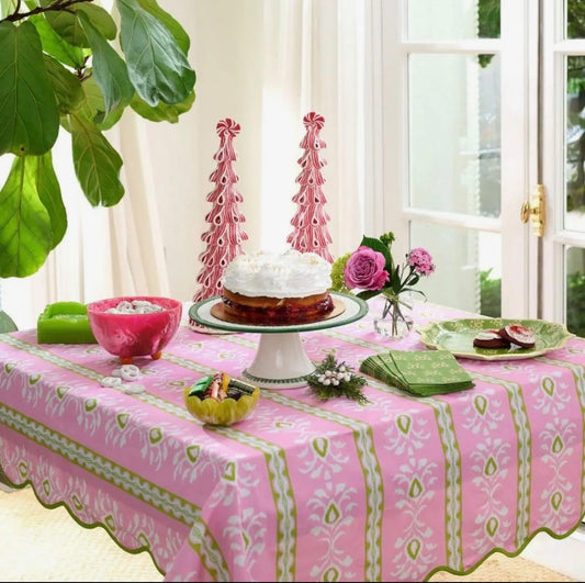 Tablecloth | Rosemary Stripe Pink Square