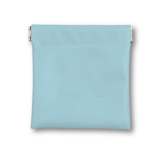 Mahjong Coin & Extra Tile Pouch | Blue Faux Leather