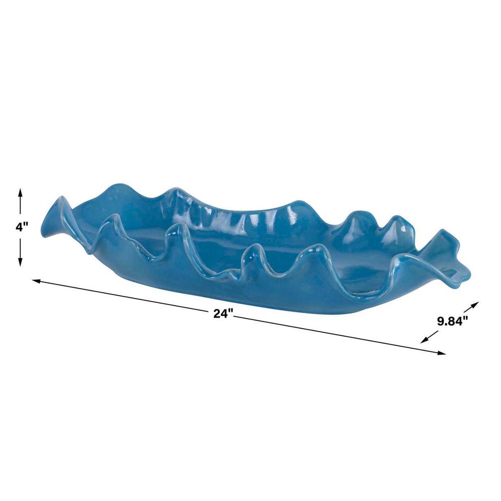 Mahjong ruffled tile bowl | Blue