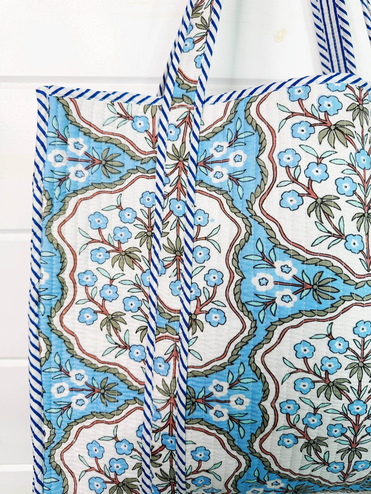 Mahjong Tote Bag | Blue Petals Floral Print