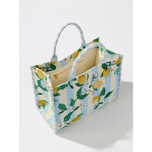 Tote Bag | Lemon Stripe Jacquard Blue