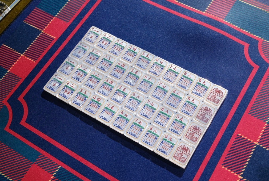 Mahjong Christmas Travel Set | Includes Tiles, Mat, Racks & Rack Bag, and Carrying Case | PREORDER