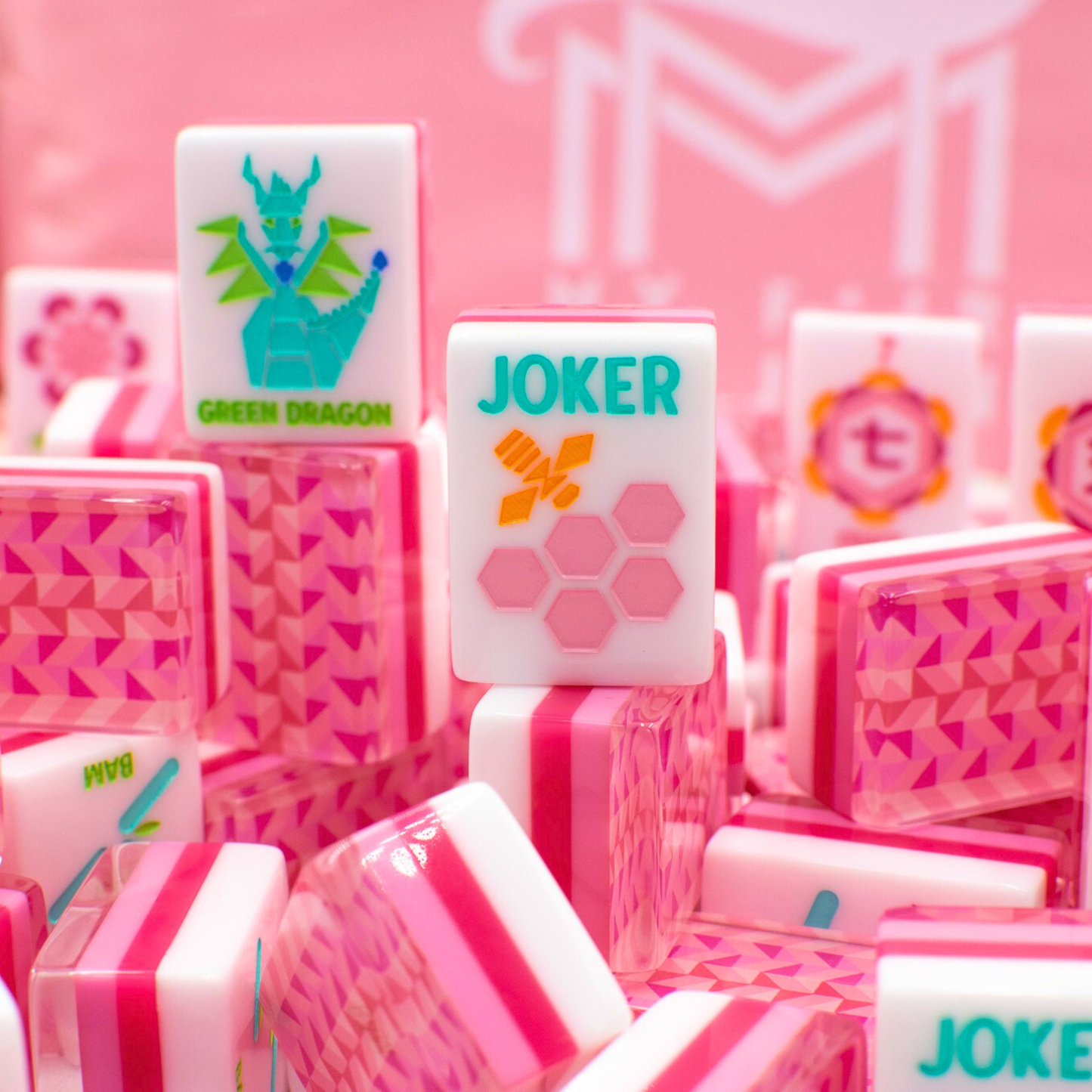 Mahjong Tile Set | Crystal Prism Pink