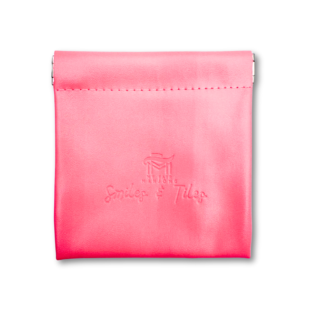 Mahjong Coin & Extra Tile Pouch | Pink Faux Leather