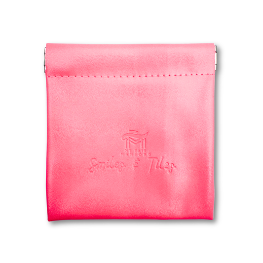 Mahjong Coin & Extra Tile Pouch | Pink Faux Leather