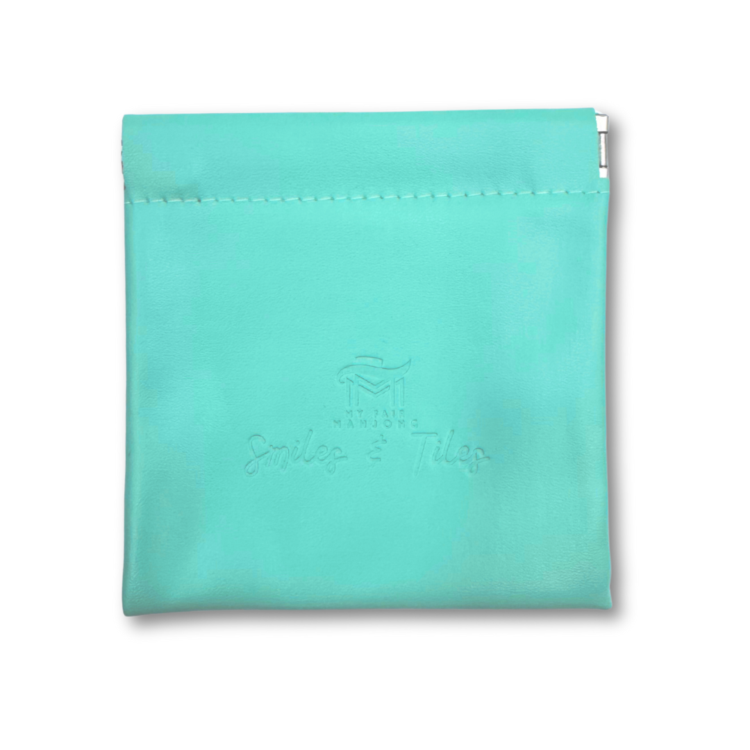 Mahjong Coin, Dice & Tile Pouch  Faux Leather Mini Organizer Teal Green