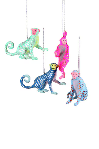 Curious Monkey Set of Four | Christmas Ornament