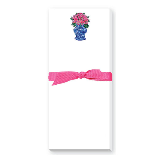 Mahjong Notepad | Pink Flower Ginger Jar Skinnie