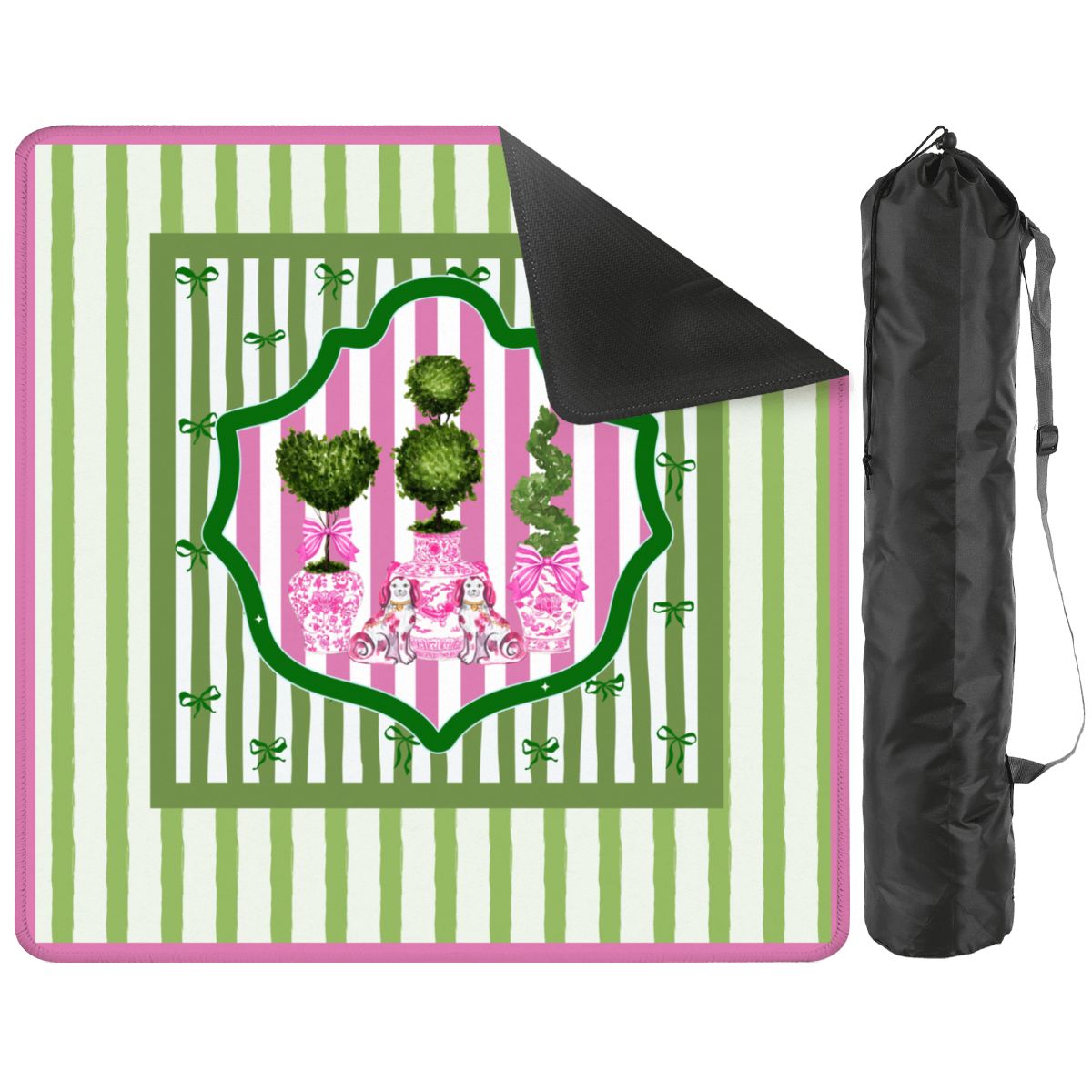 Mahjong Mat | Green & Pink Staffordshire Chinoiserie