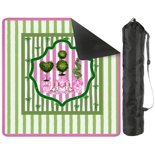 Mahjong Mat | Green & Pink Staffordshire Chinoiserie