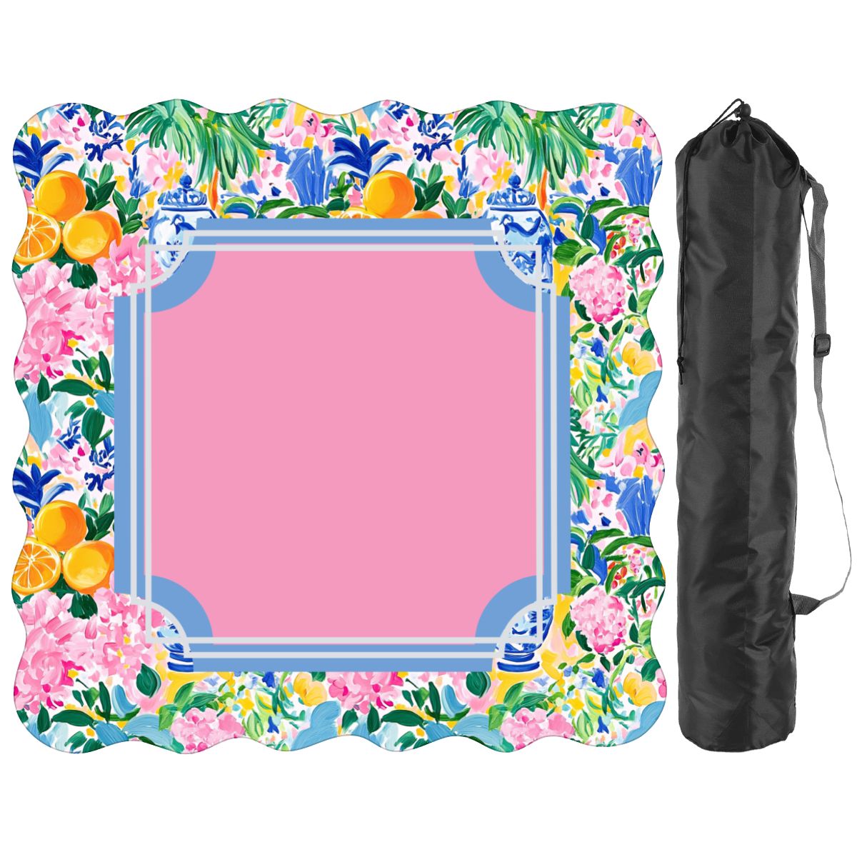 Scalloped Mahjong Mat | Pastel Floral Chinoiserie