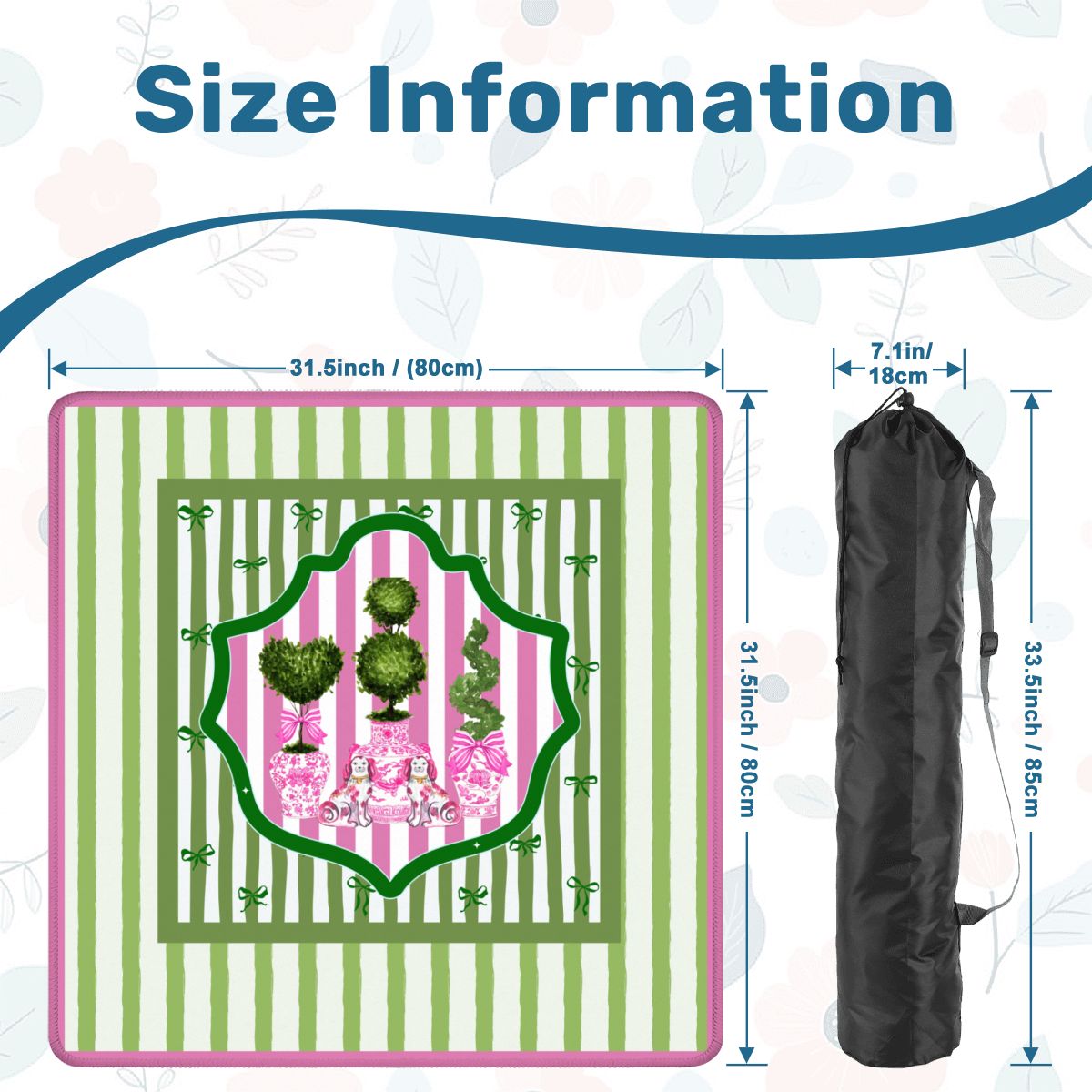 Mahjong Mat | Green & Pink Staffordshire Chinoiserie