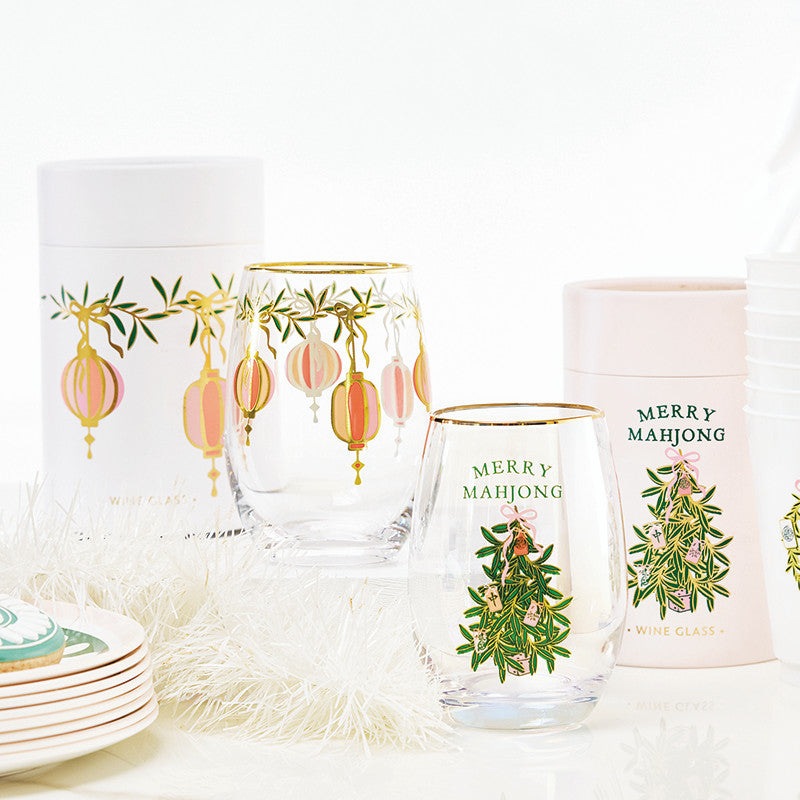 Gold Foil Stemless Wine Glass | Merry Mahjong