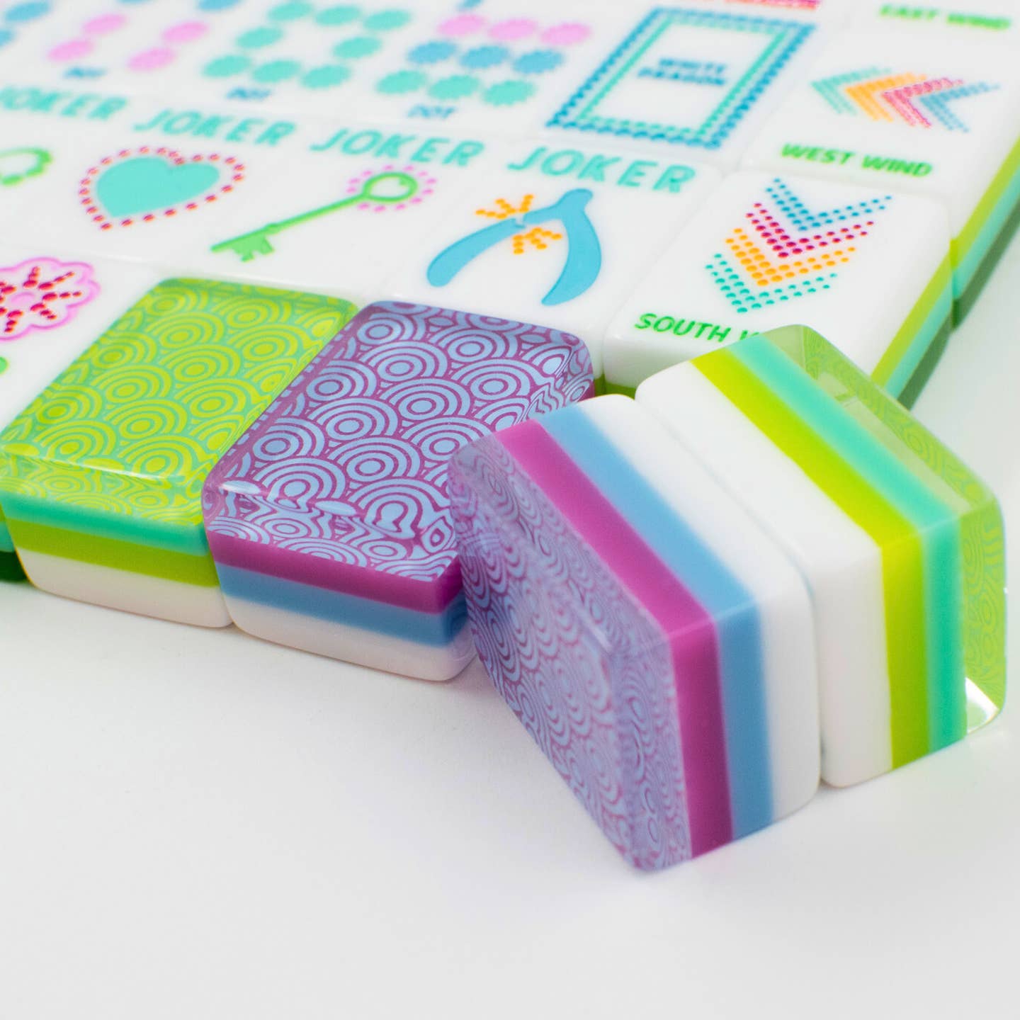 Mahjong Tile Set | Crystal Confetti Lemon-Lime