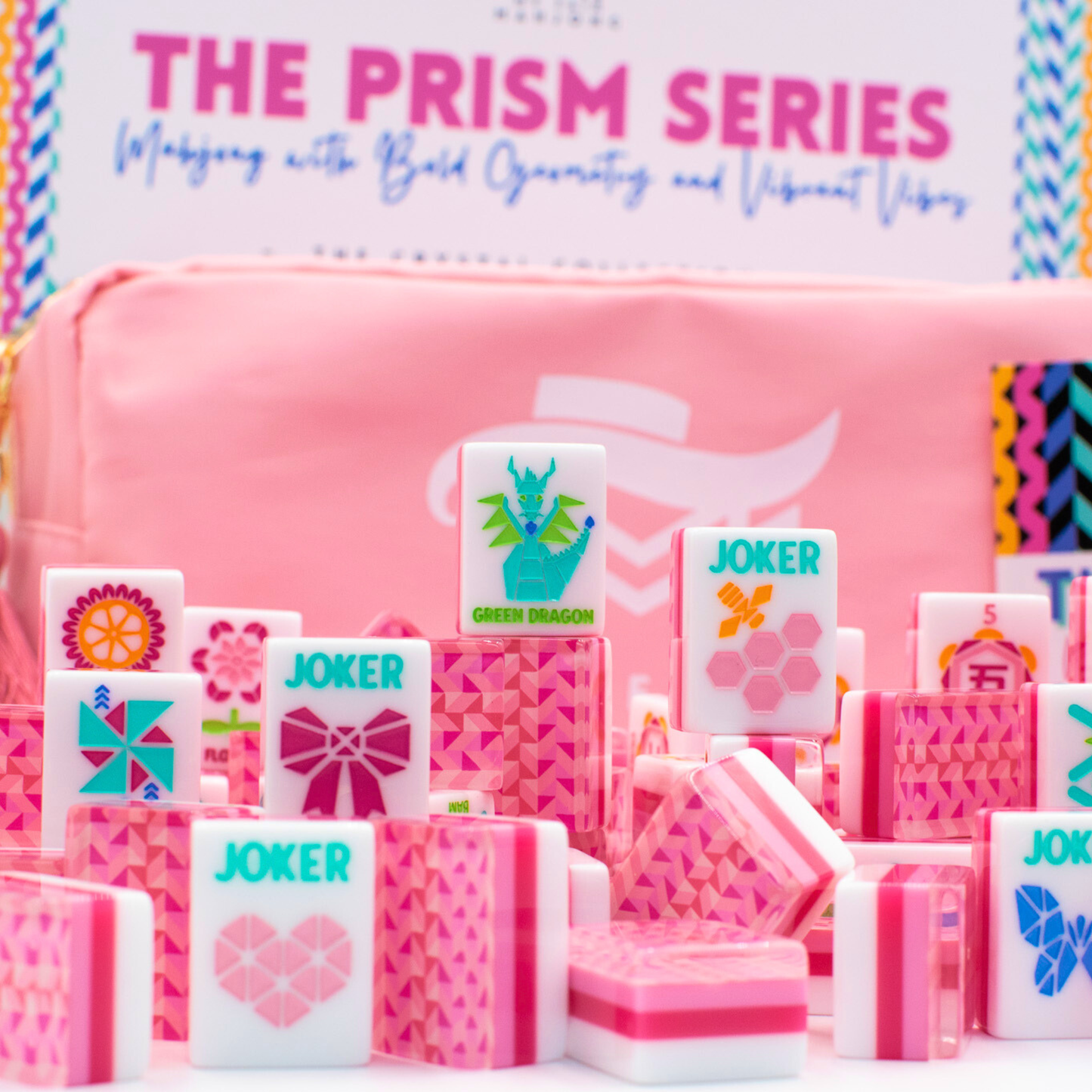 Mahjong Tile Set | Crystal Prism Pink