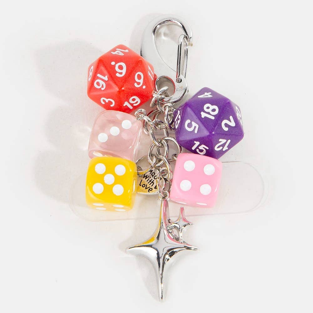 Dice And Star Chain Bag Charm: MUR