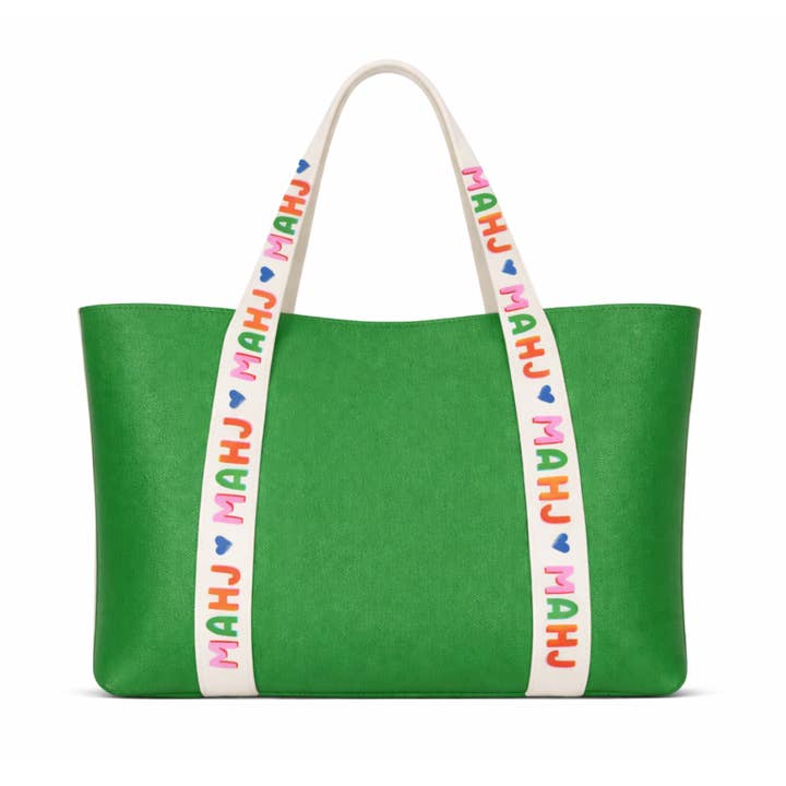 Mahjong Tote Bag | Green Vegan Leather